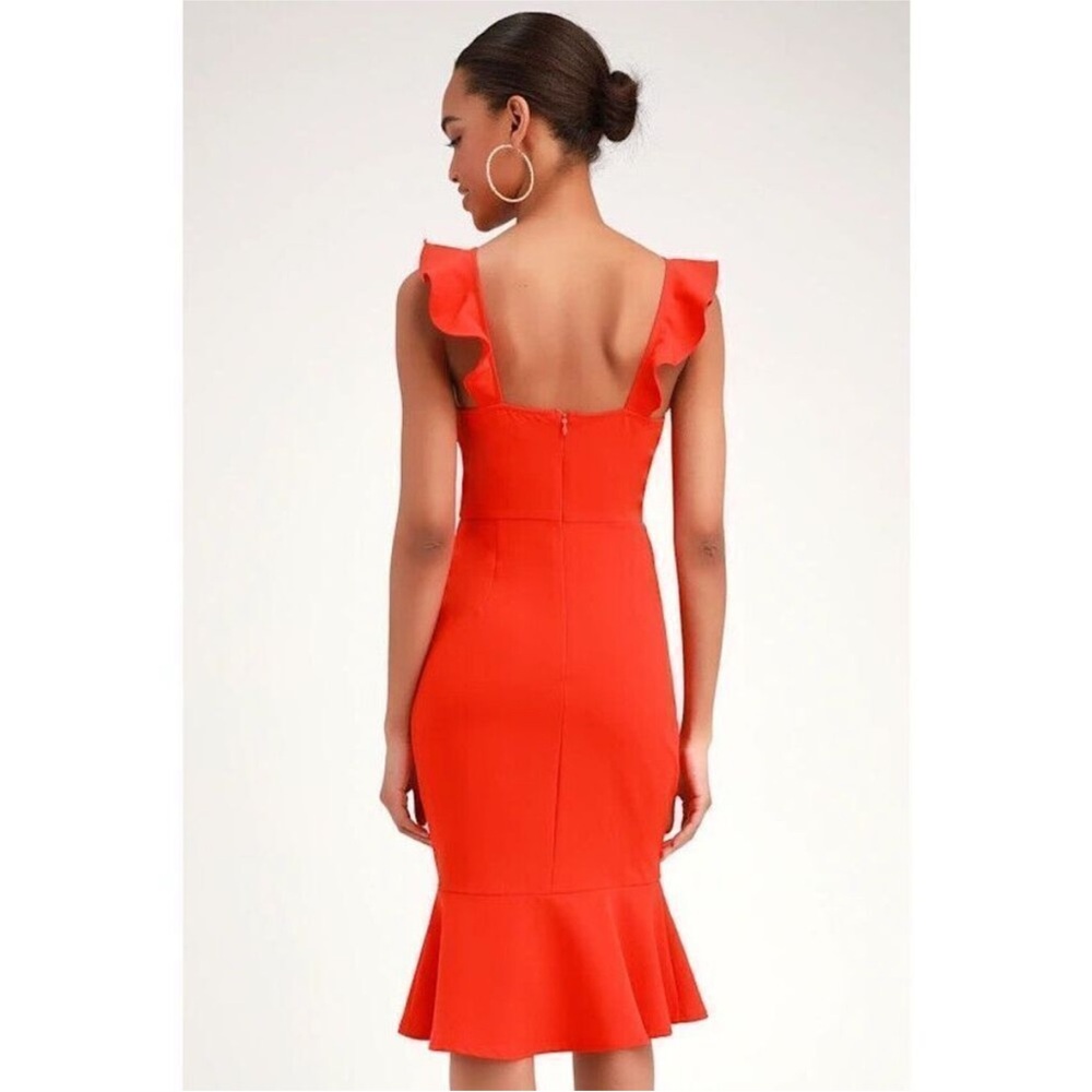 Hearts Aflutter Red Ruffled Bodycon Midi Dress Size small
No tag